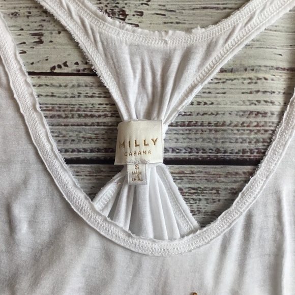 Milly Cabana White with Gold Sequined Zebra Racerback Tank Top Size Small - Picture 5 of 8